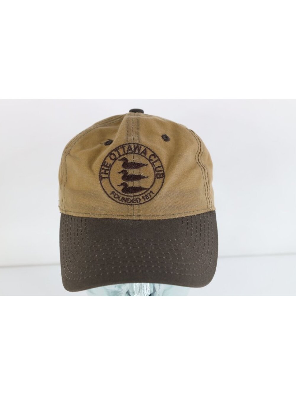 Vintage 90s Streetwear Waxed Cotton The Ottawa Club Duck Hunting Hat Cap Brown